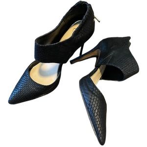 Black Leather Pumps Jessica Simpson Leather Zip Up Stilettos with 4 Inch Heel